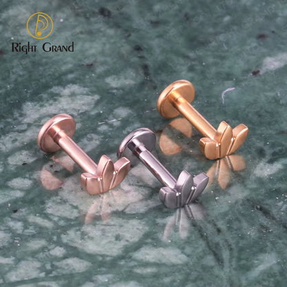 ASTM F136 Titanium 16G Leaf Labret Studs Monroe Cartilage Earring Flat Back Lip Rings