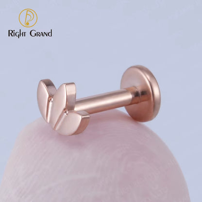 ASTM F136 Titanium 16G Leaf Labret Studs Monroe Cartilage Earring Flat Back Lip Rings