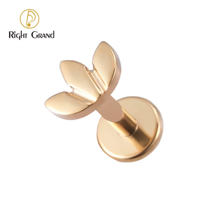 ASTM F136 Titanium 16G Leaf Labret Studs Monroe Cartilage Earring Flat Back Lip Rings